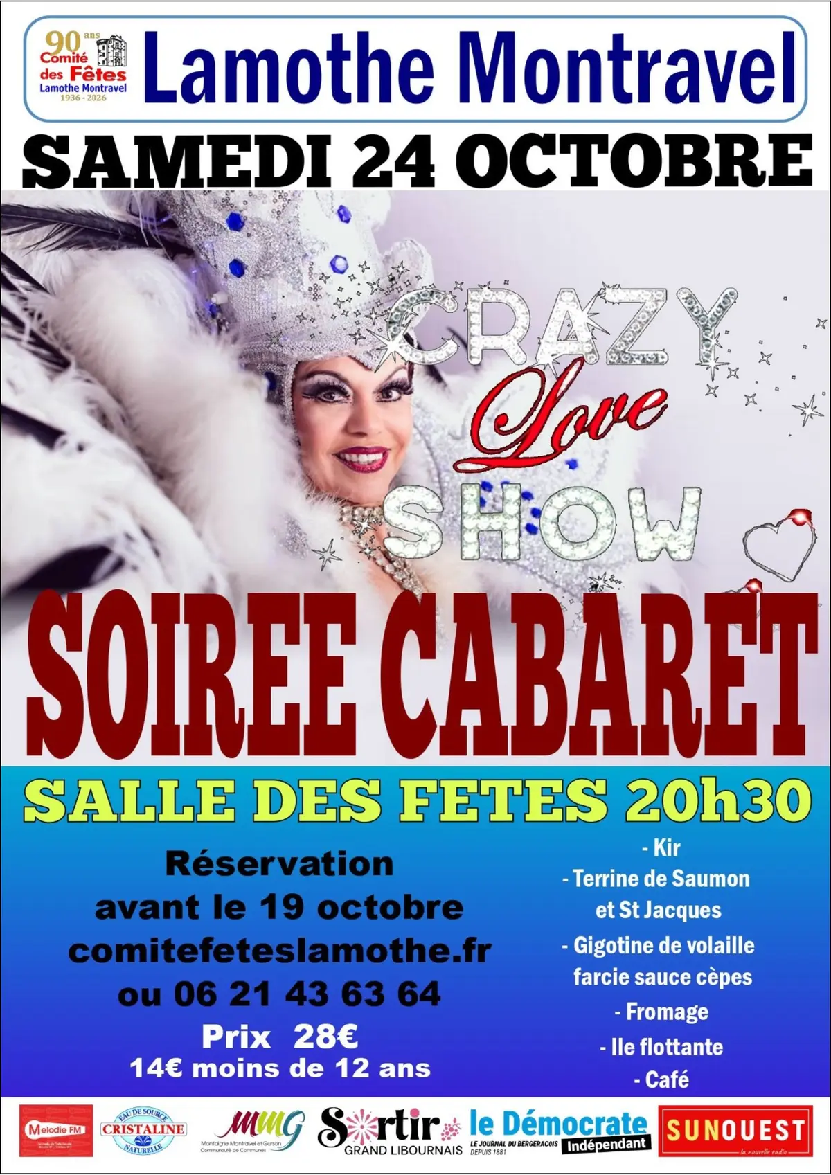 Soirée Cabaret – Repas Spectacle spécial 90 ans