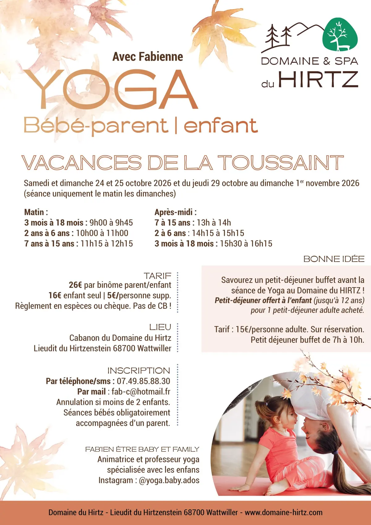 Séances yoga bébé-parent et enfant au Domaine du Hirtz