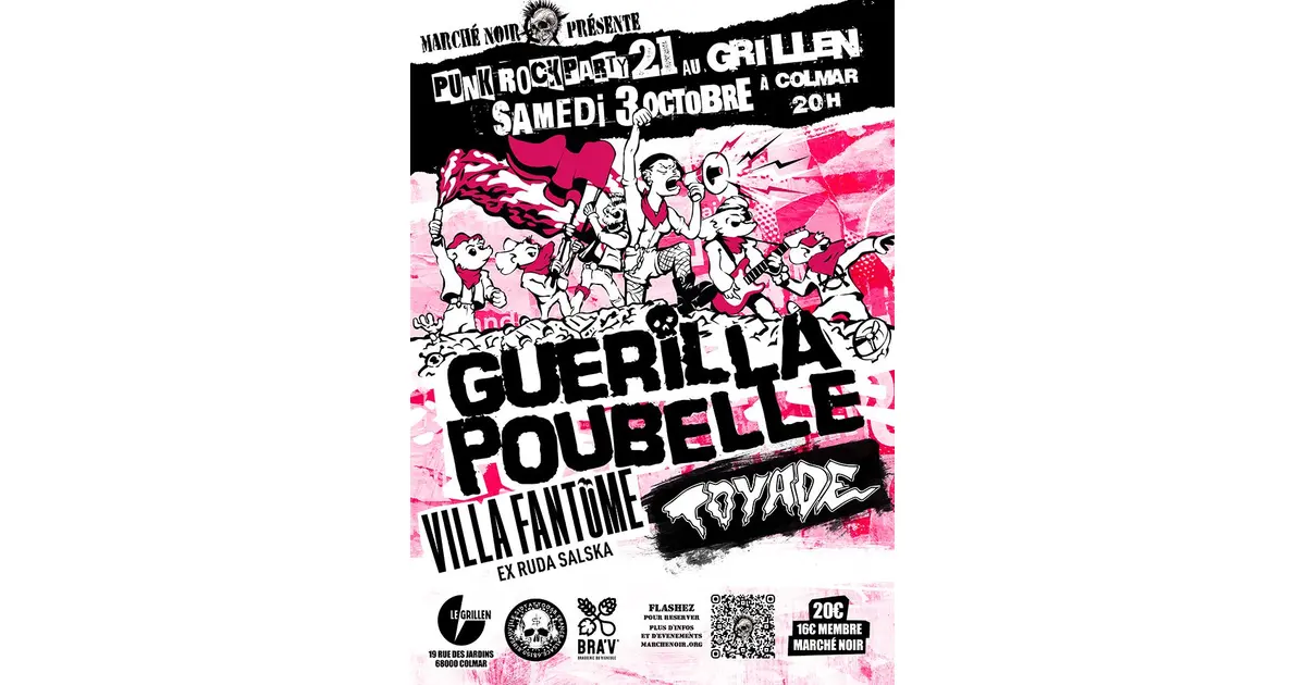 Punk rock Party 21 au Grillen de Colmar avec Guerilla Poubelle