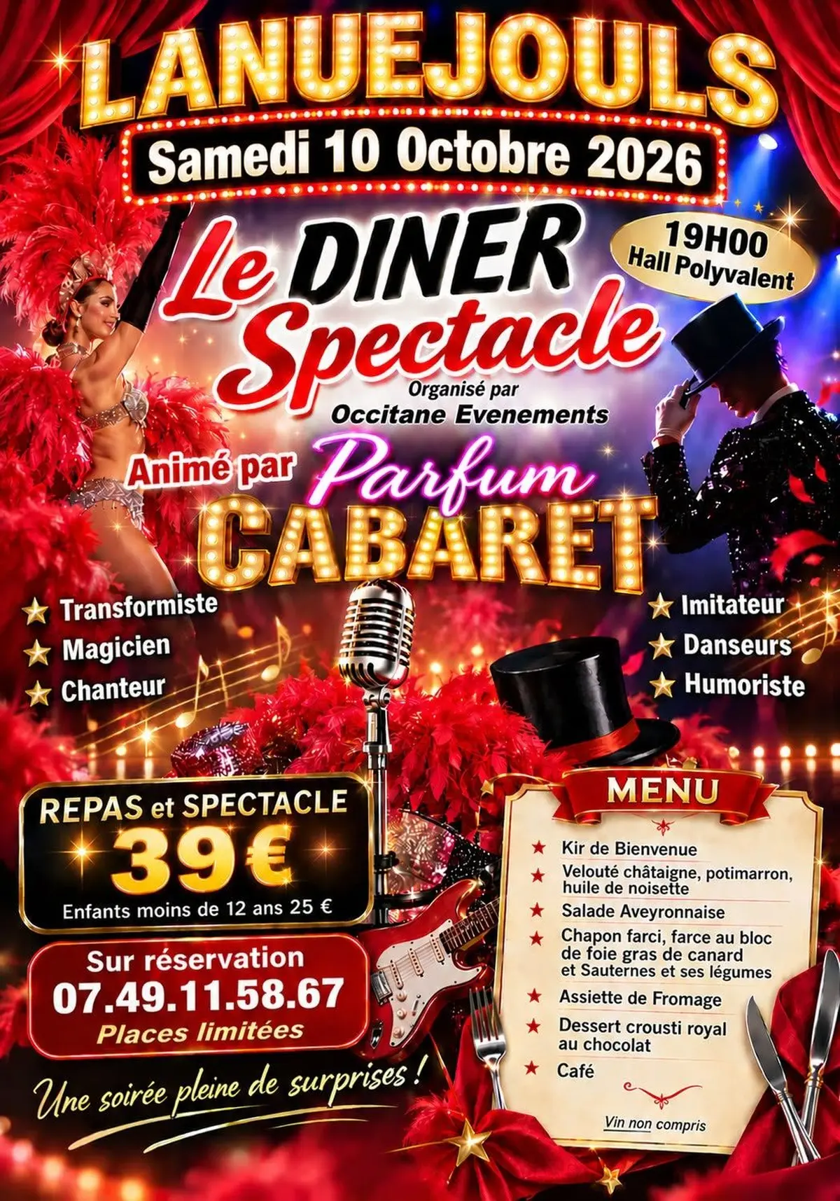 Le diner spectacle animé par Parfum cabaret