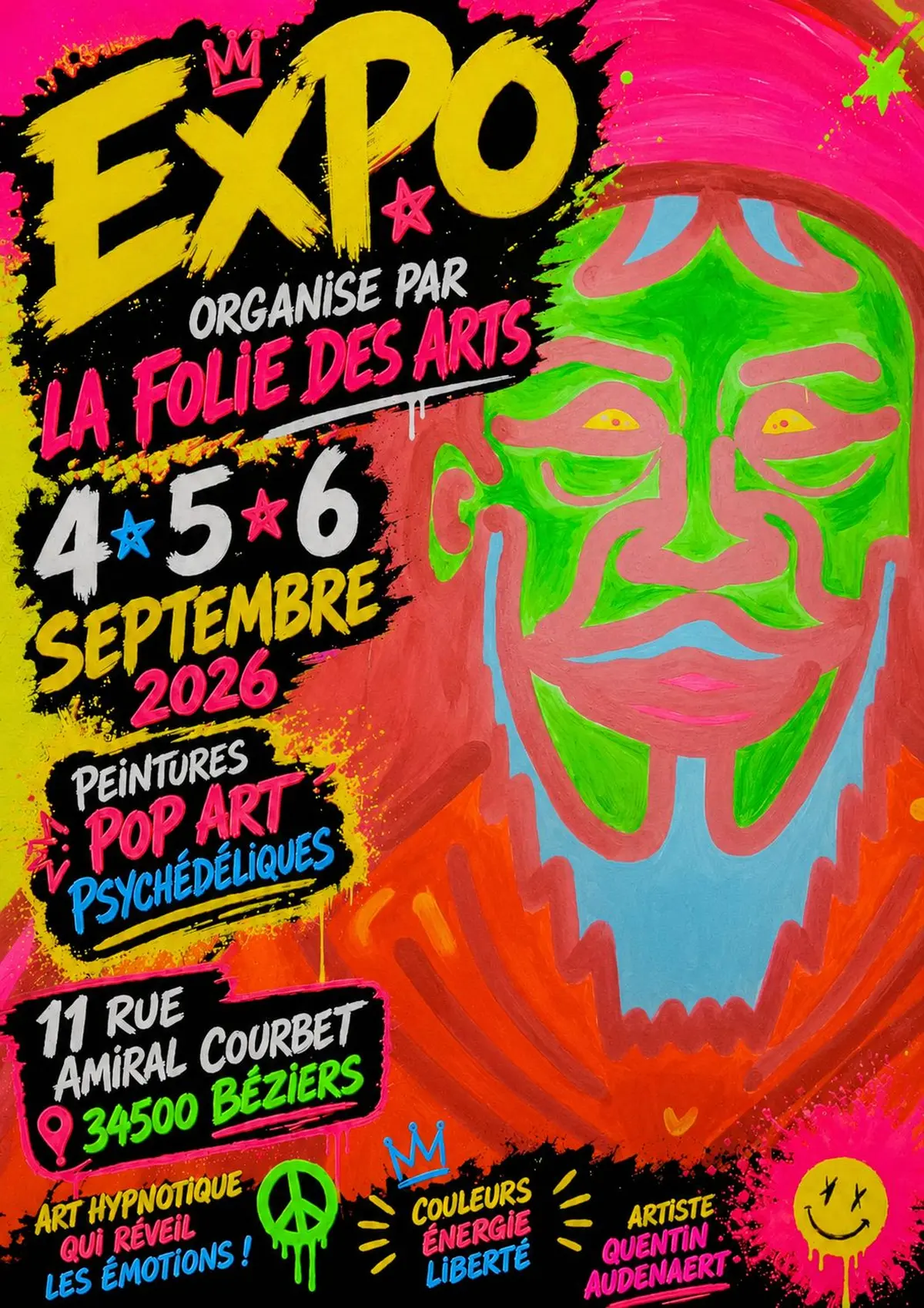 Expo popart psychédélique par l'artiste Audenaert Quentin 