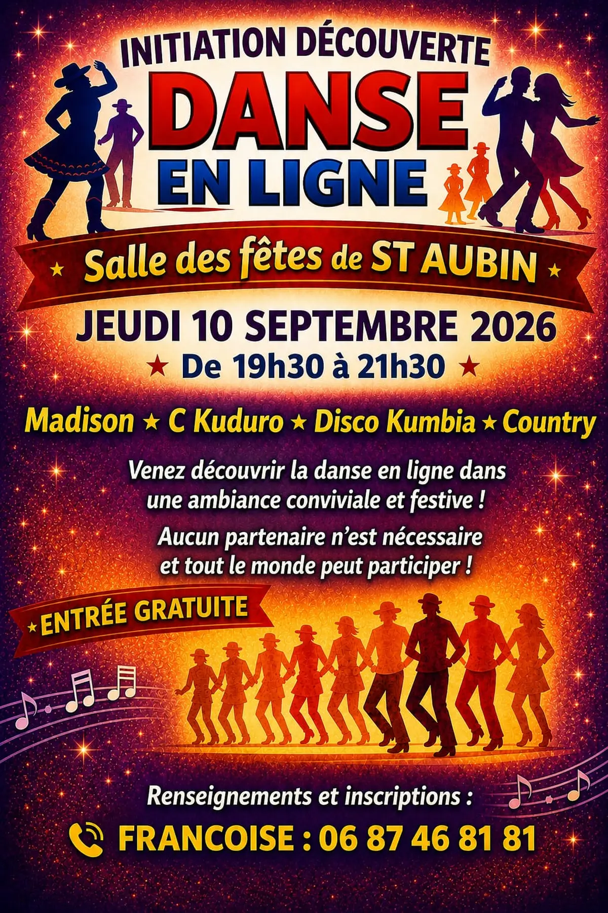Danse en ligne à la salle des fêtes de Saint-Aubin