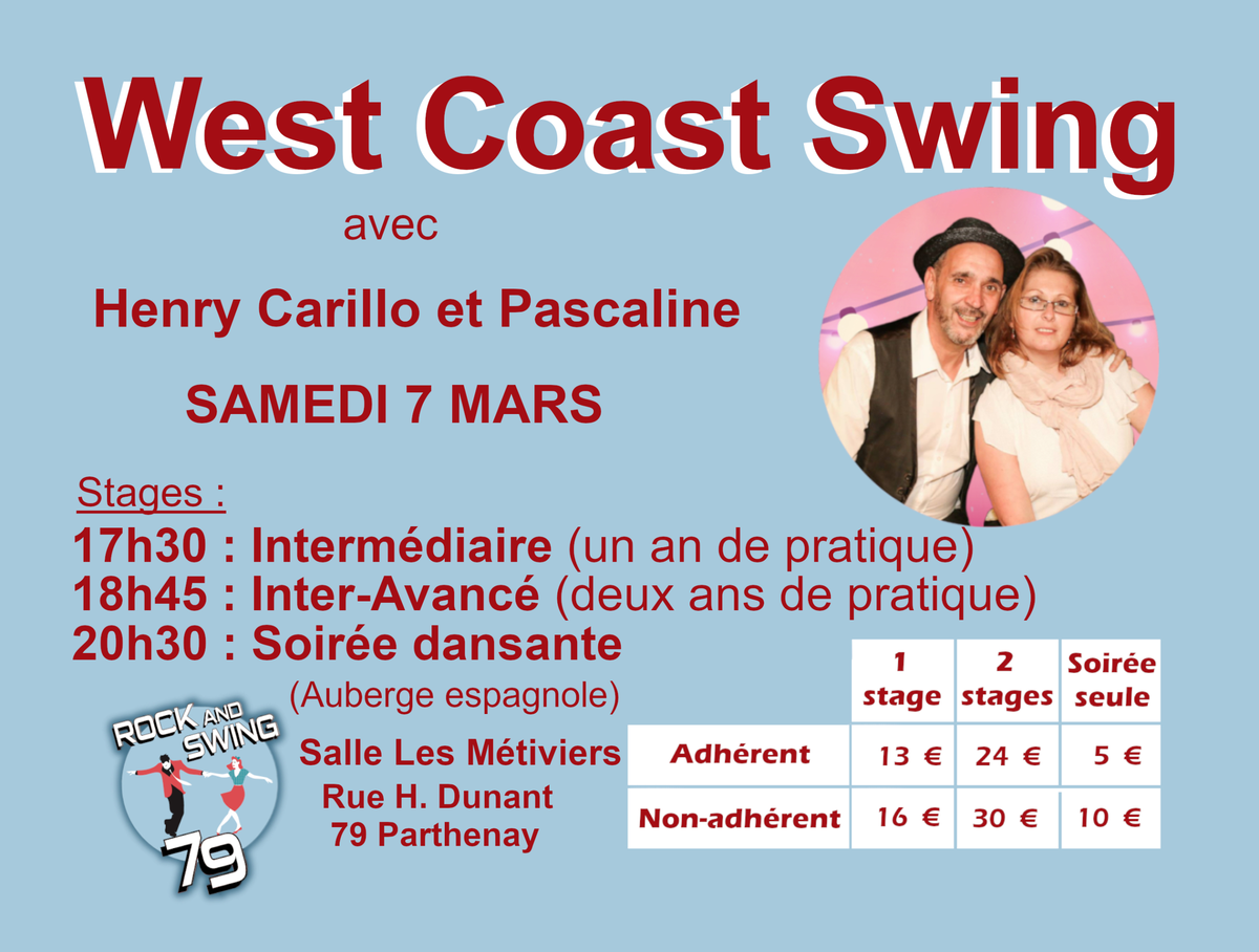 Danse stages de West Coast Swing et soirée dansante