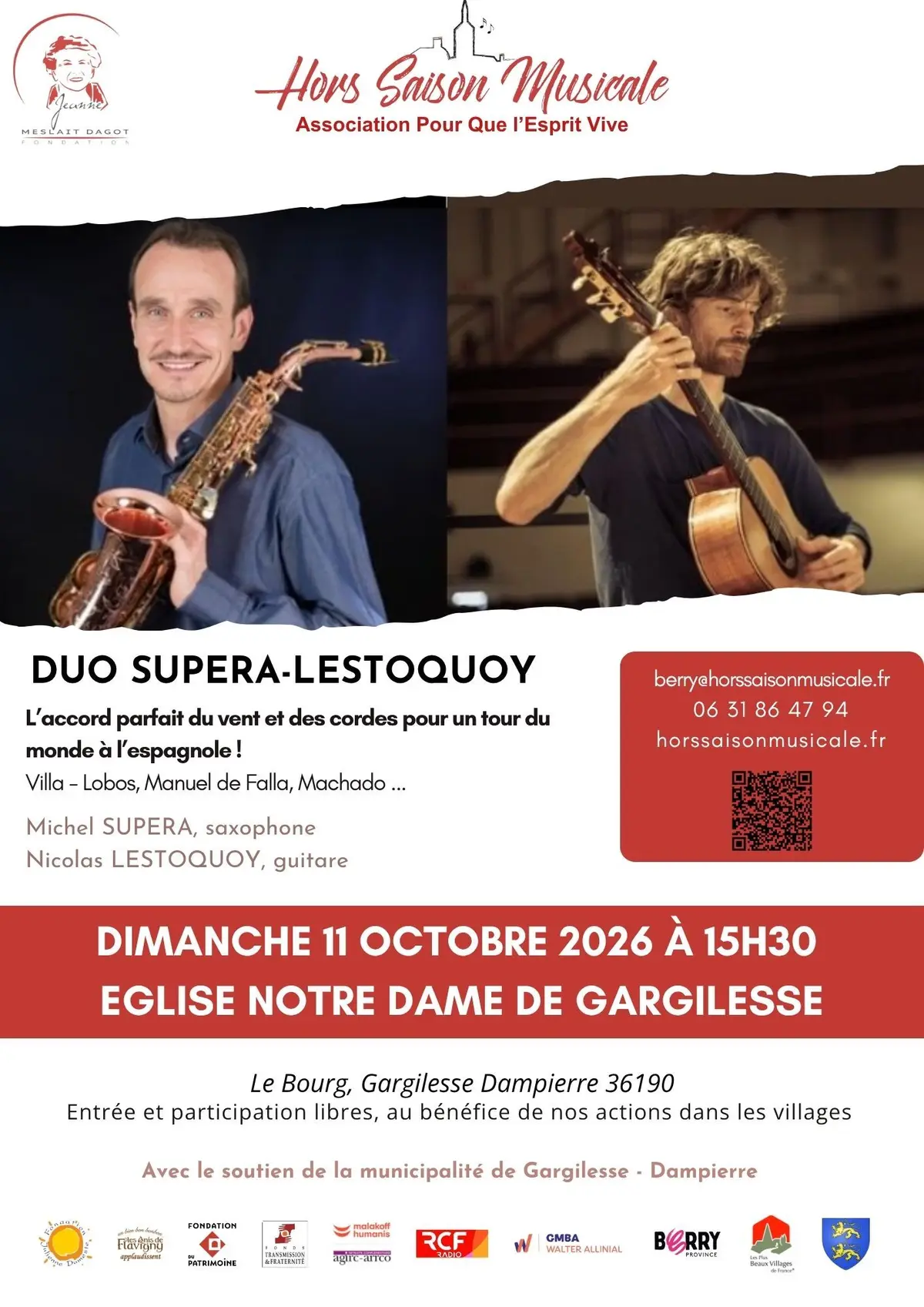 Hors Saison Musicale présente le duo Supéra-Lestoquoy en concert !