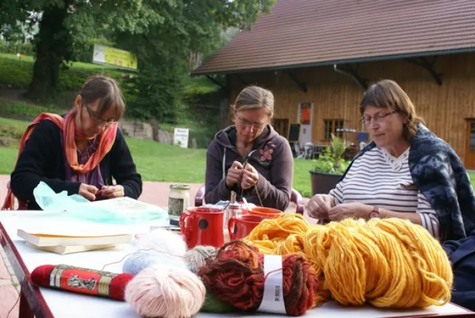 Les tricoteuses se retrouvent tous les jeudis dans le Parc de Wesserling