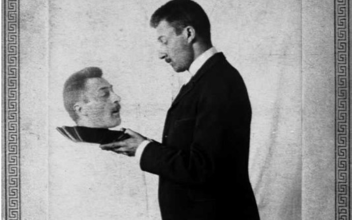 Trucage, Henri Roger portant sa tête sur un plat. Mai 1892.