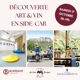 Découverte Art & Vin en side-car au Château Bonisson