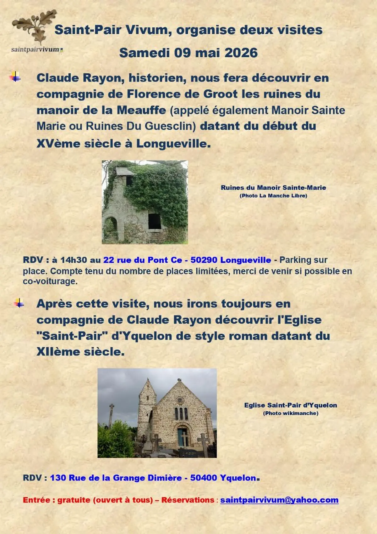 Découverte des Ruines Du Guesclin et visite de l'Eglise d'Yquelon