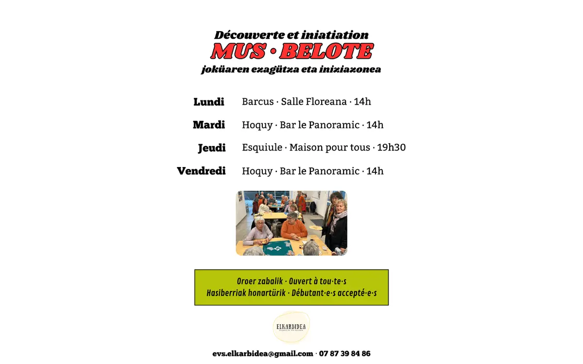 Découverte et initiation au mus et à la belote