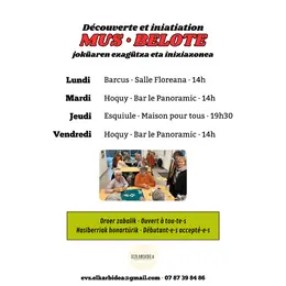 Découverte et initiation au mus et à la belote