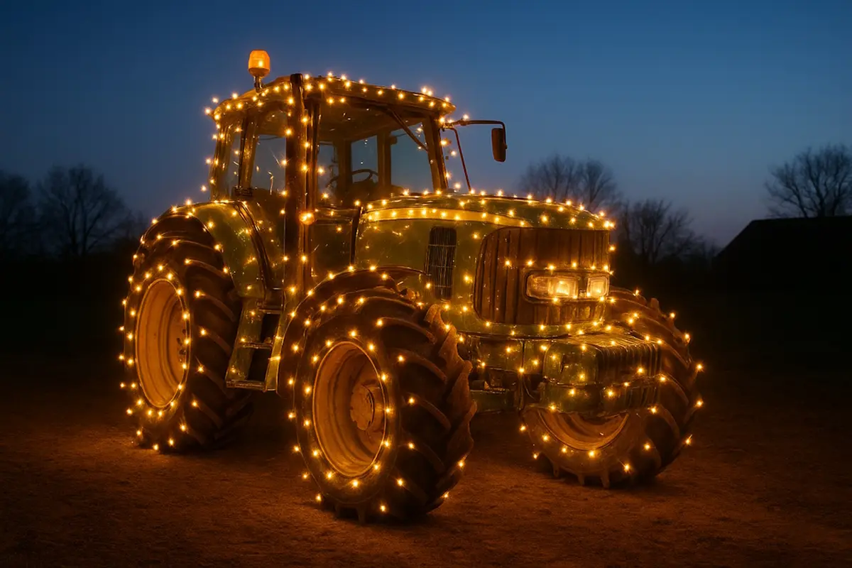 Défilé de tracteurs illuminés et décorés