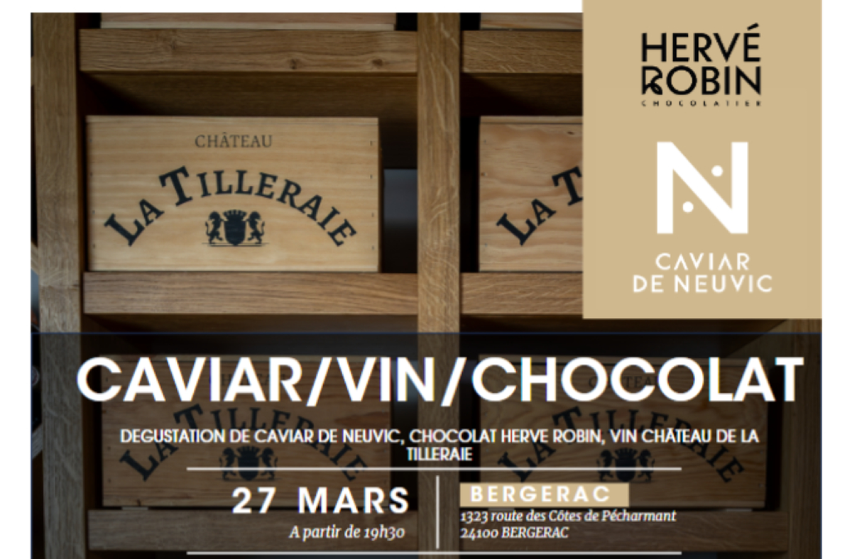 Dégustation de caviar, chocolat et de vin