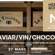 Dégustation de caviar, chocolat et de vin