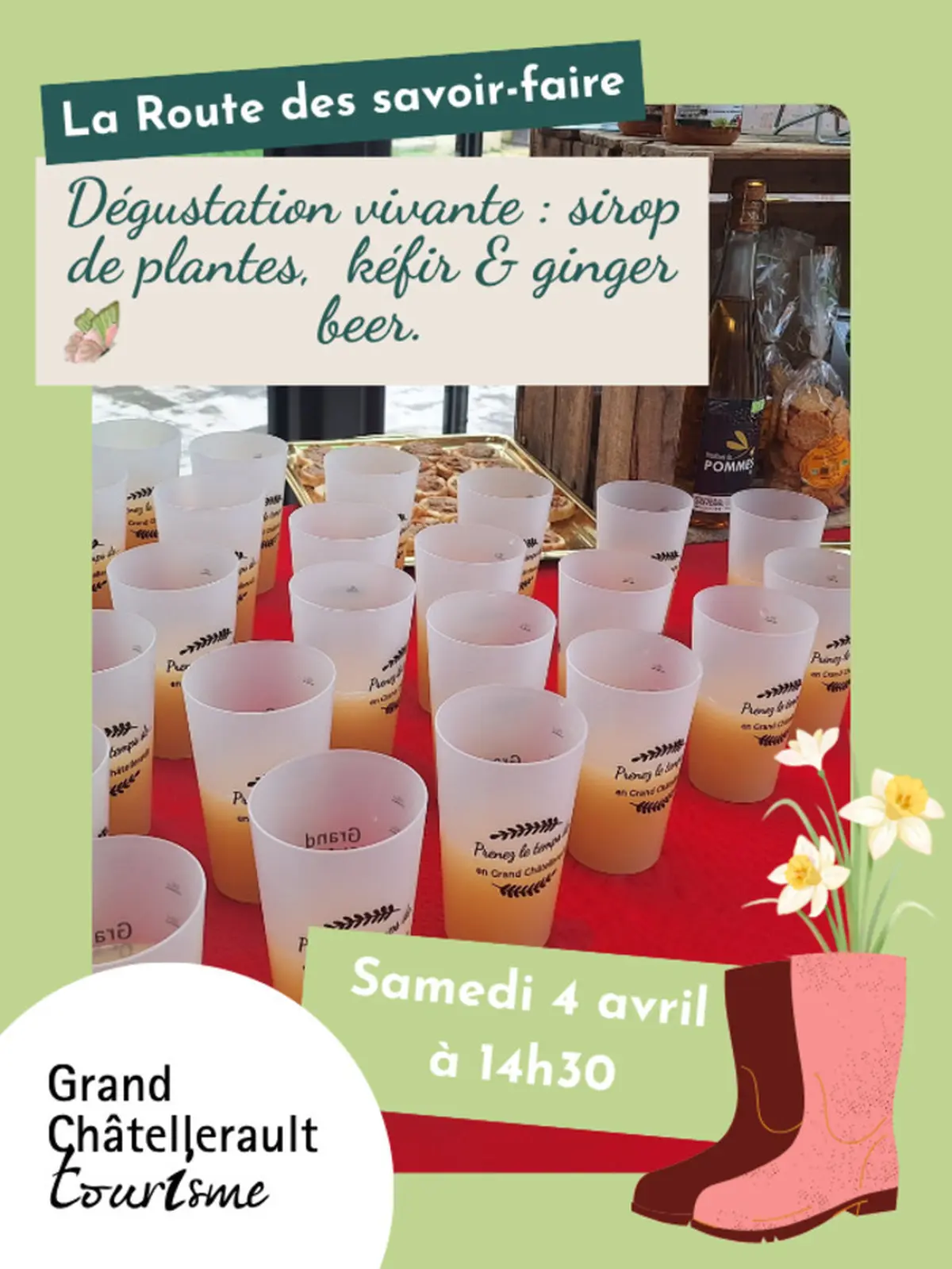 Dégustation vivante : sirop de plantes,  kéfir & ginger beer.