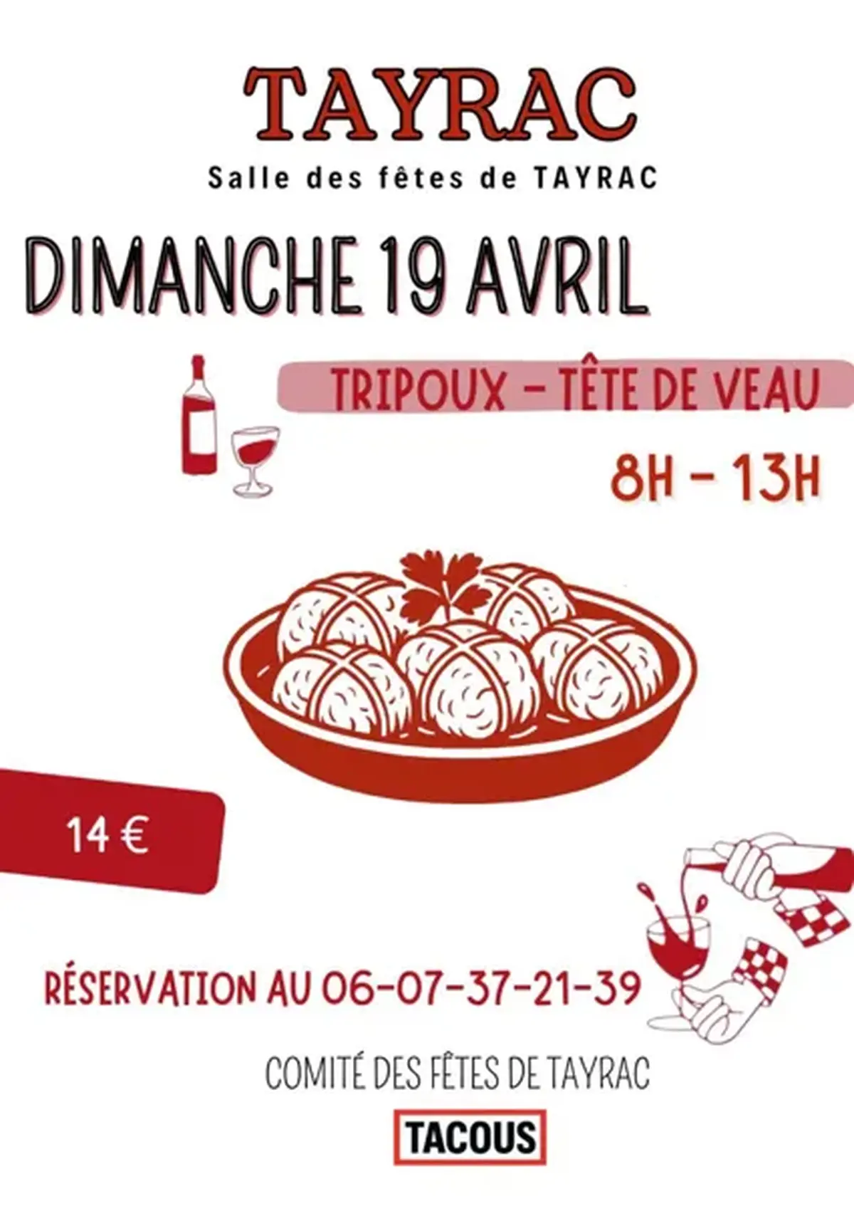 Déjeuner aux tripous/tête de veau