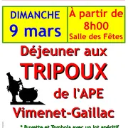 Déjeuner aux tripoux de l'APE Vimenet-Gaillac à Gagnac