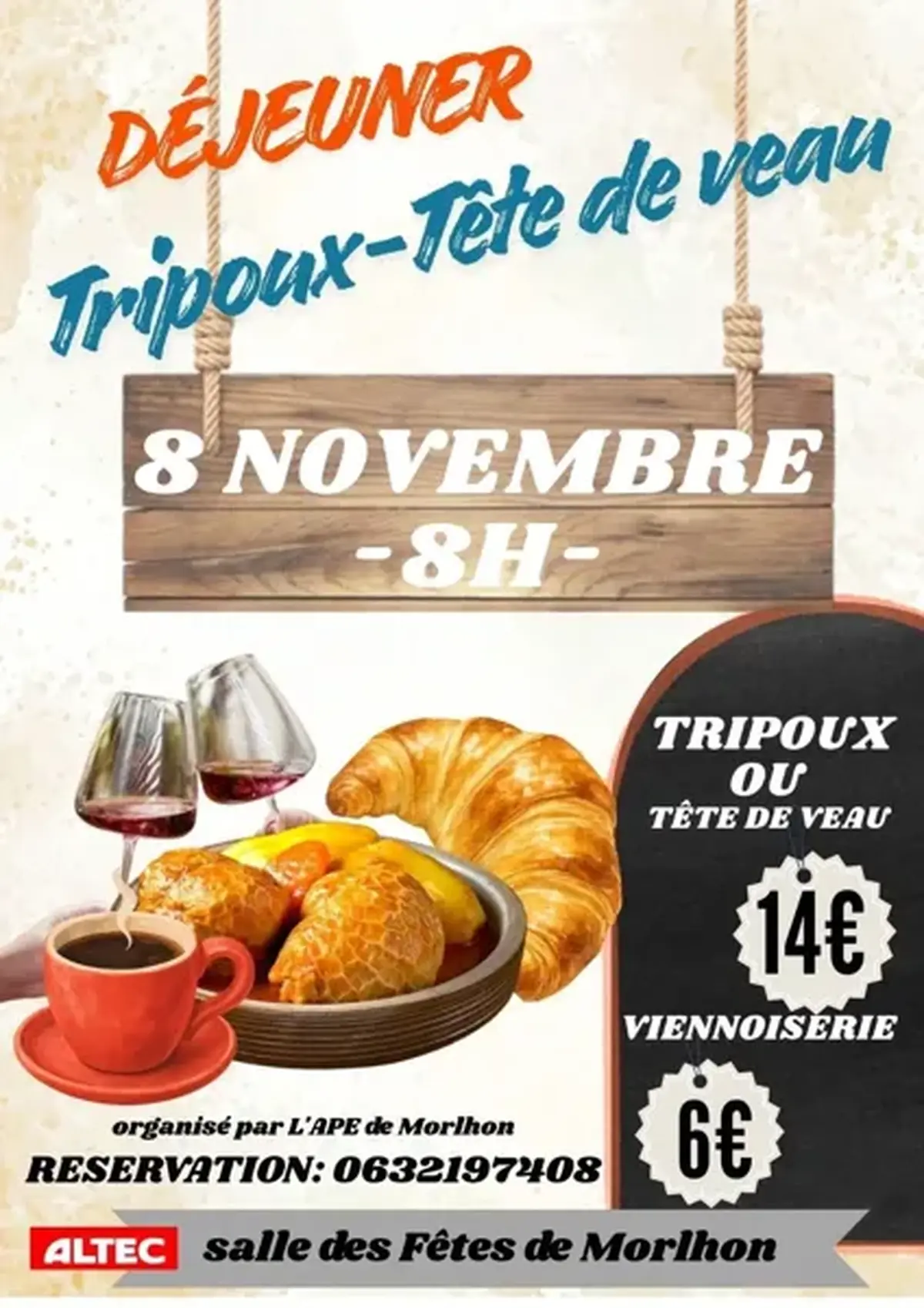 Déjeuner aux tripoux et tête de veau de l'APE de Morlhon-le-Haut