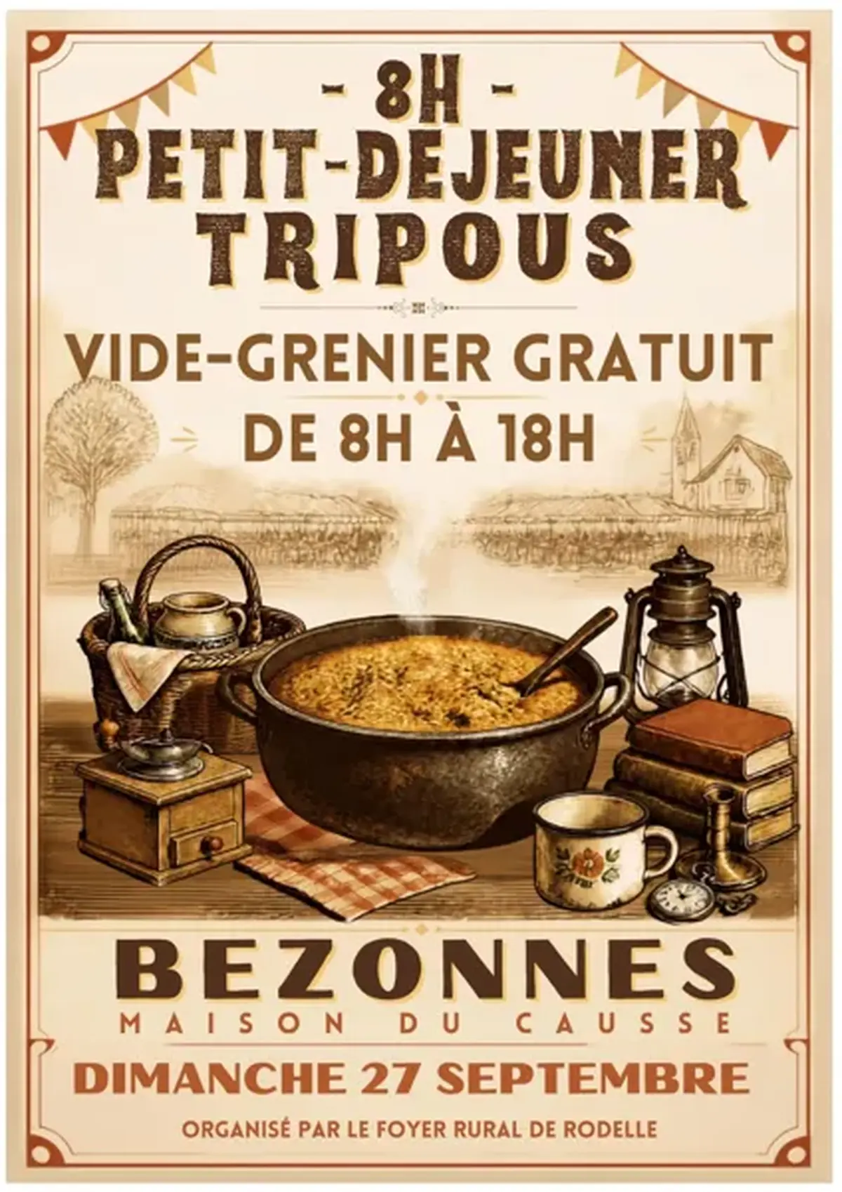 Déjeuner aux tripoux et vide grenier à Bezonnes