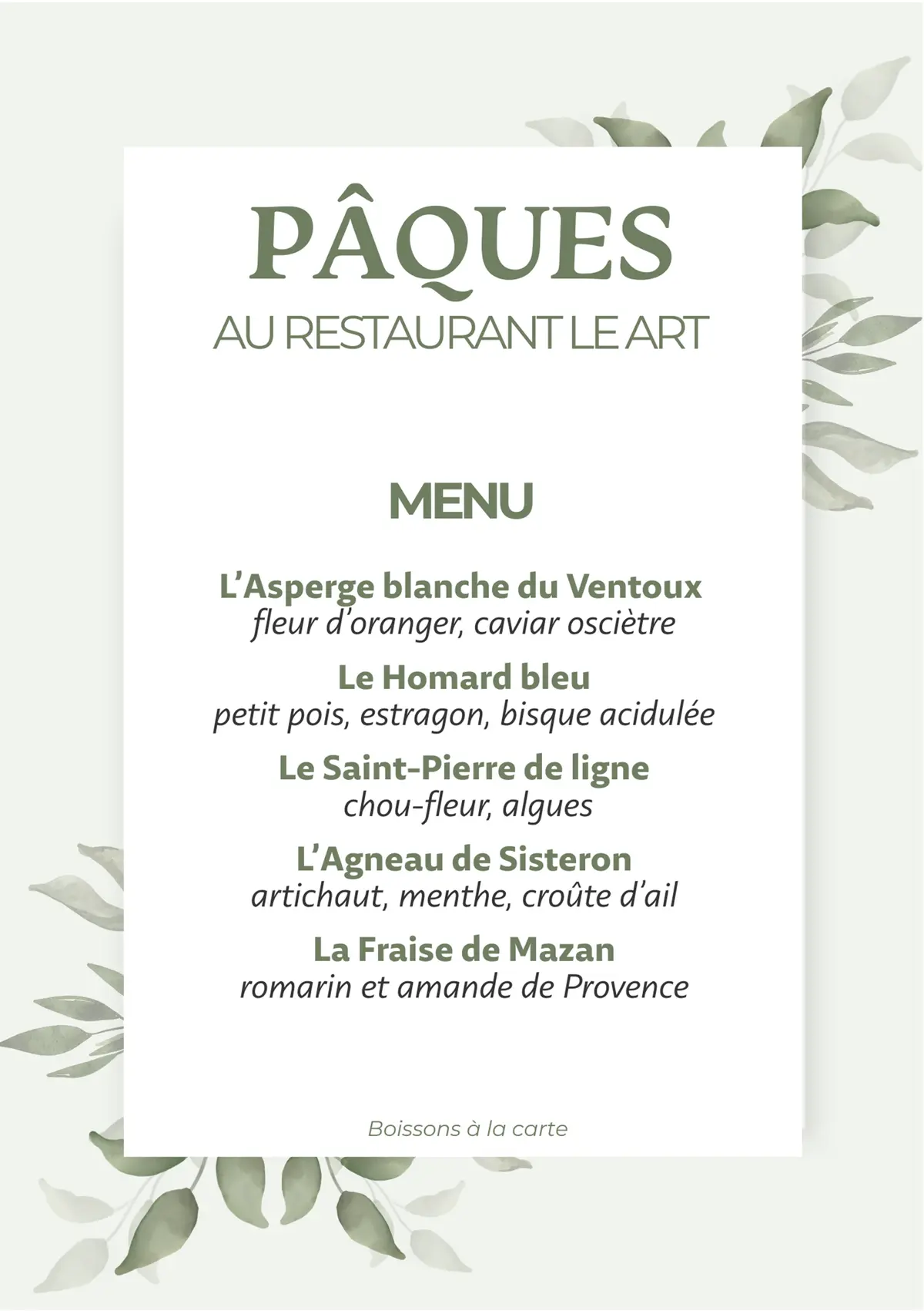 Déjeuner de Pâques au restaurant Le Art