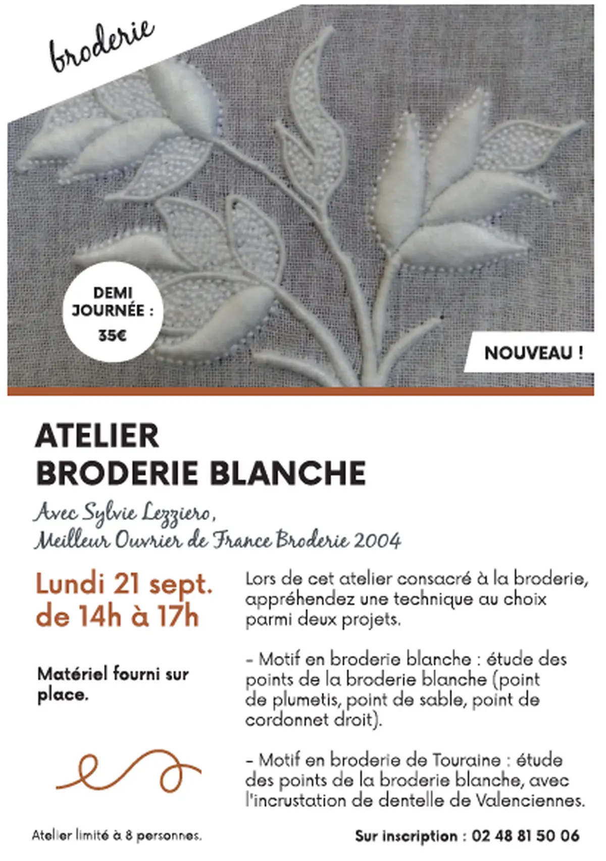 Démonstration de broderie blanche