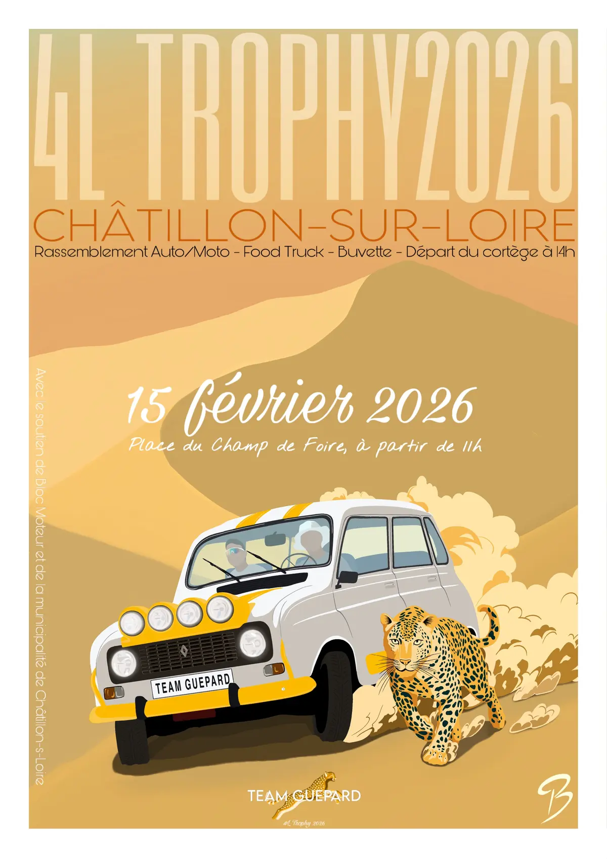 Départ 4L Trophy 2026 (plus grand rallye-raid d'Europe) avec la Team Guépard