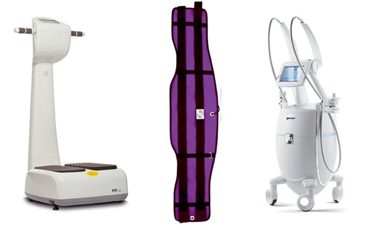 De gauche à droite : le Fitcare, la ceinture I-Thin et le Cellu M6