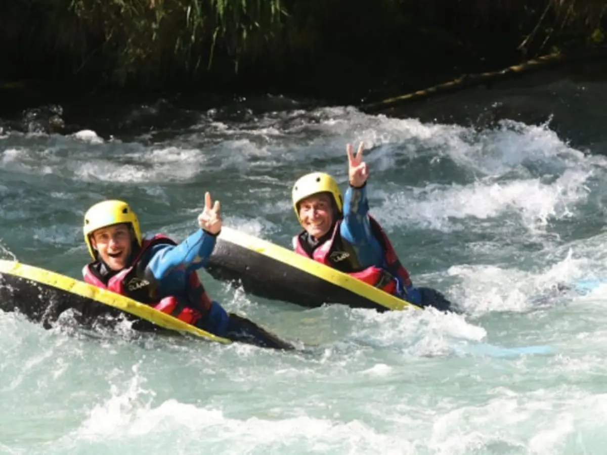 Descente découverte famille en Hydrospeed sur l'Isère (73)