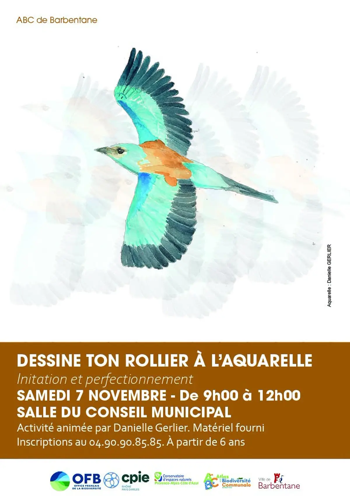 Dessine ton rollier à l'aquarelle