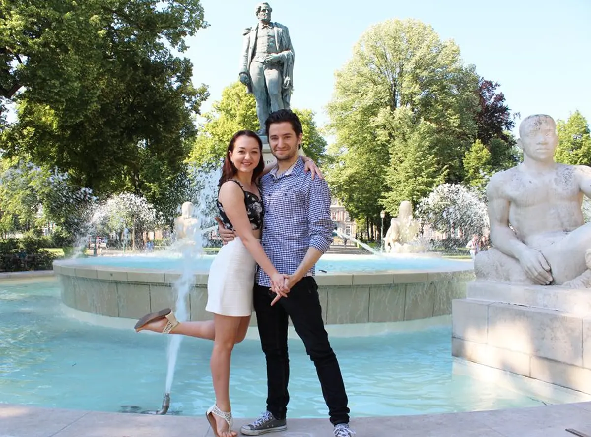 Elena Salikhova et Charles-Guillaume Schmitt, au Champ de Mars à Colmar