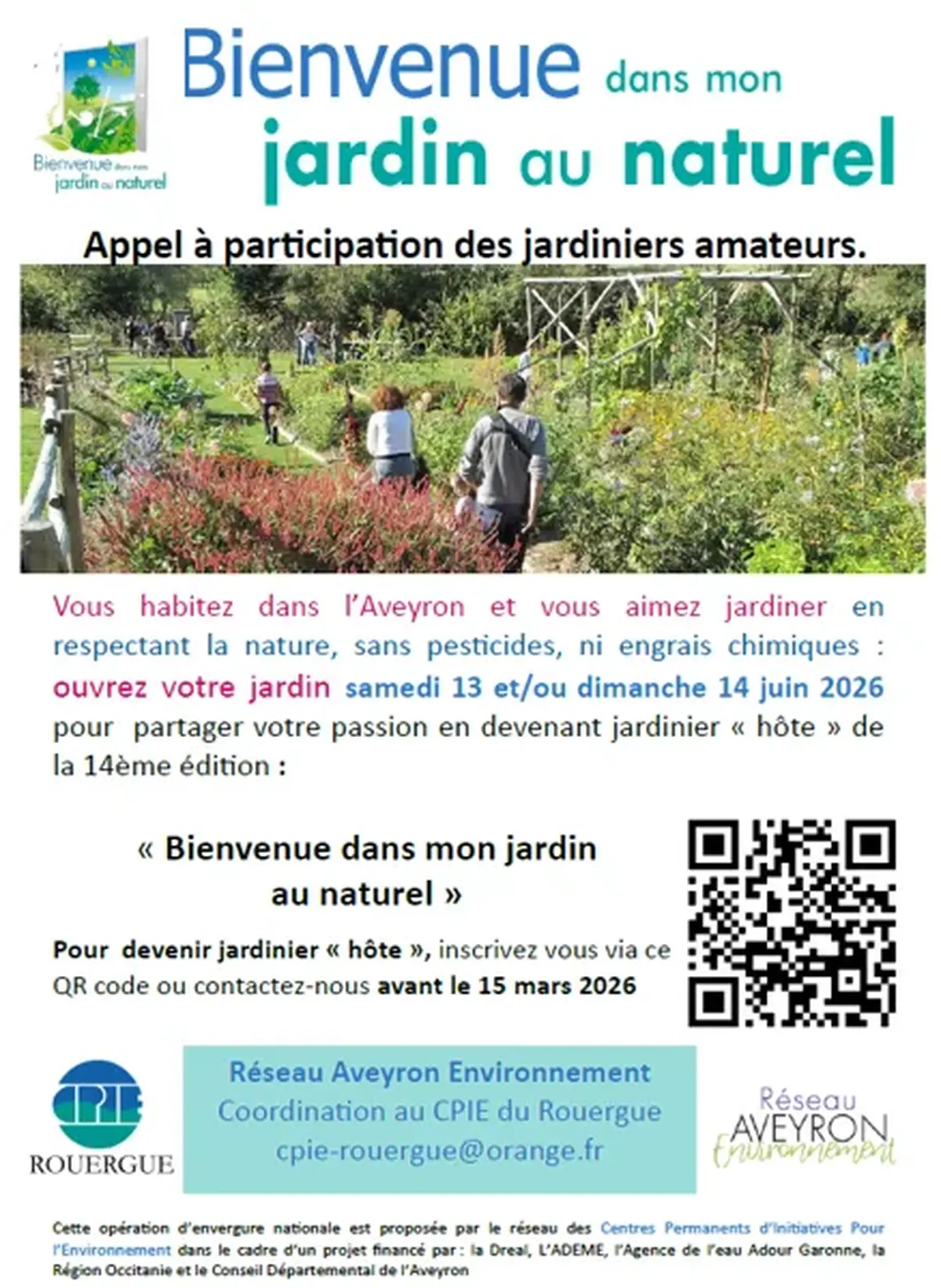 Devenez Jardinier hôte pour Bienvenue dans mon jardin au naturel le samedi 13 et dimanche 14  juin 2026