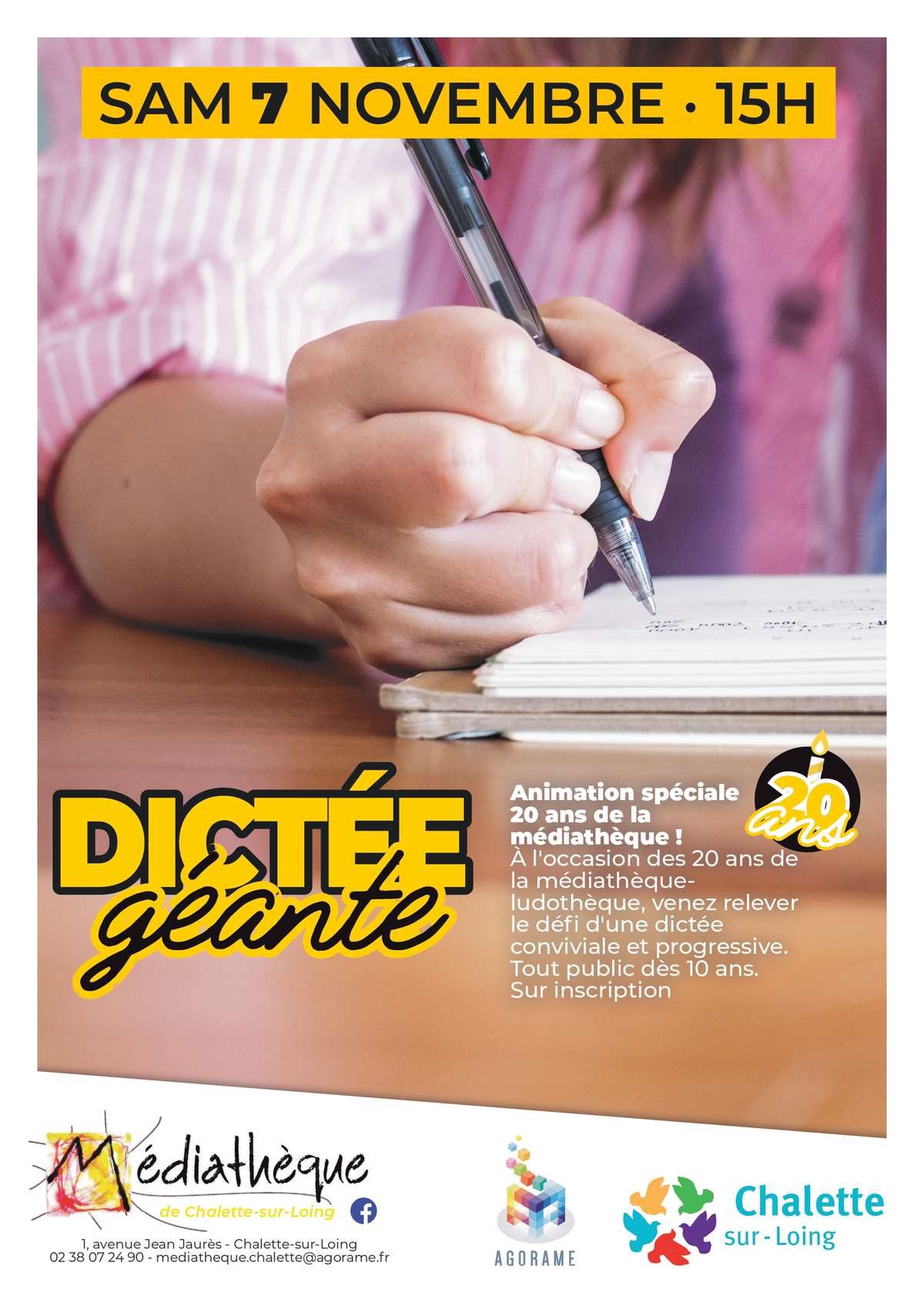 Dictée géante – Spéciale 20 ans de la médiathèque-ludothèque !