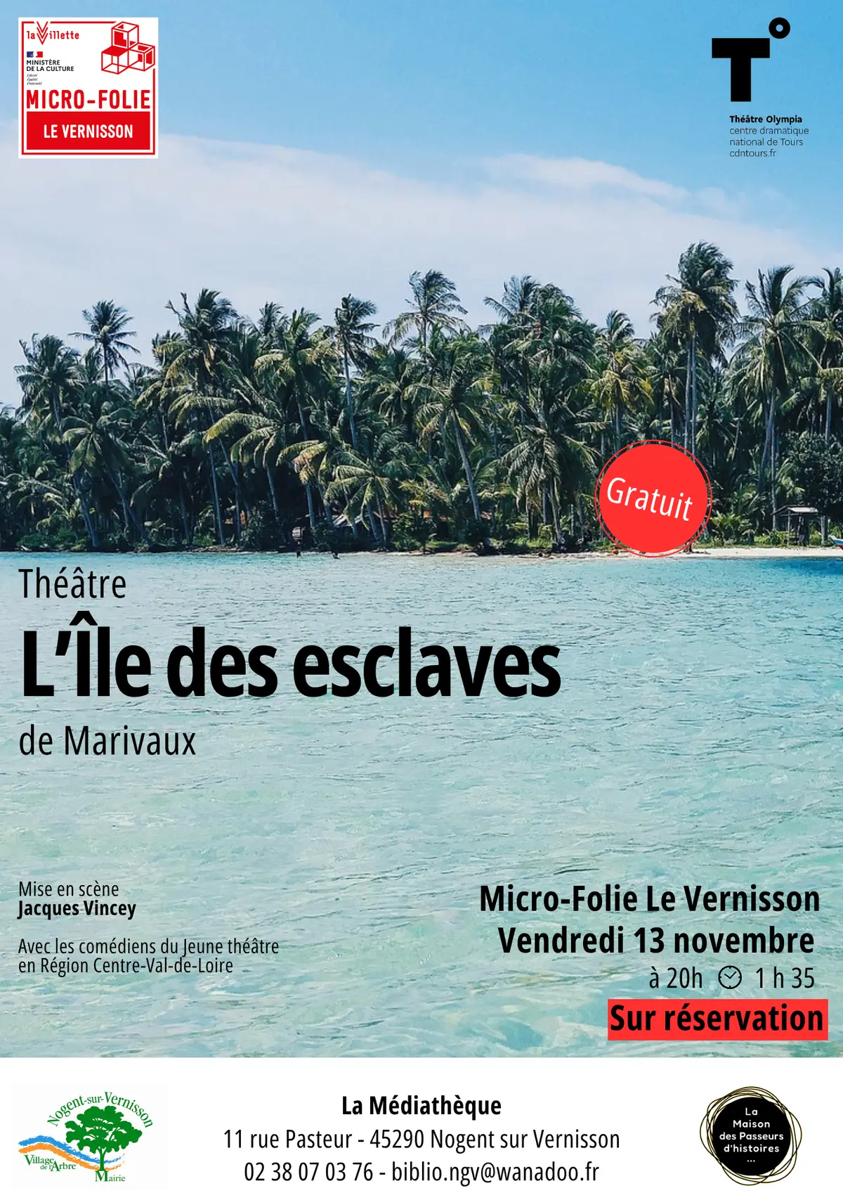 Diffusion de la pièce de théâtre L'île aux esclaves de Marivaux