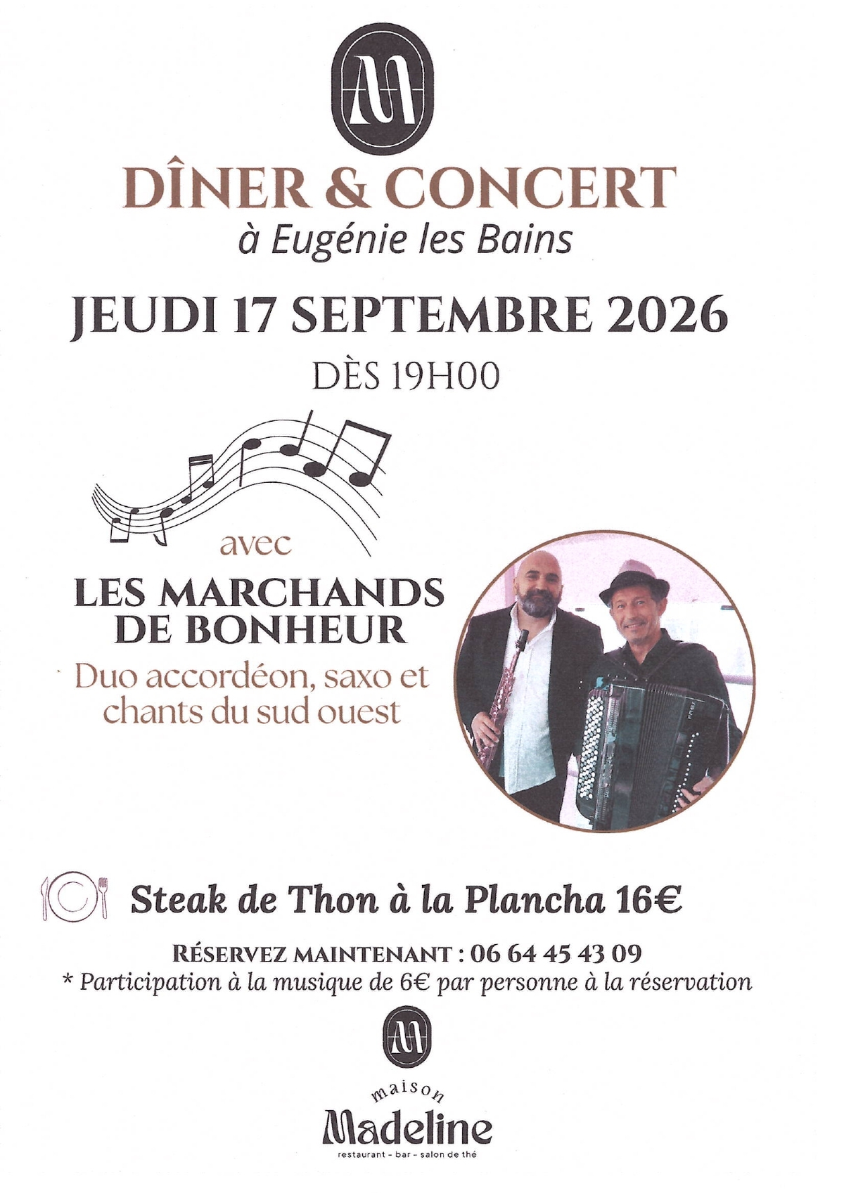 Dîner Concert à la Maison Madeline