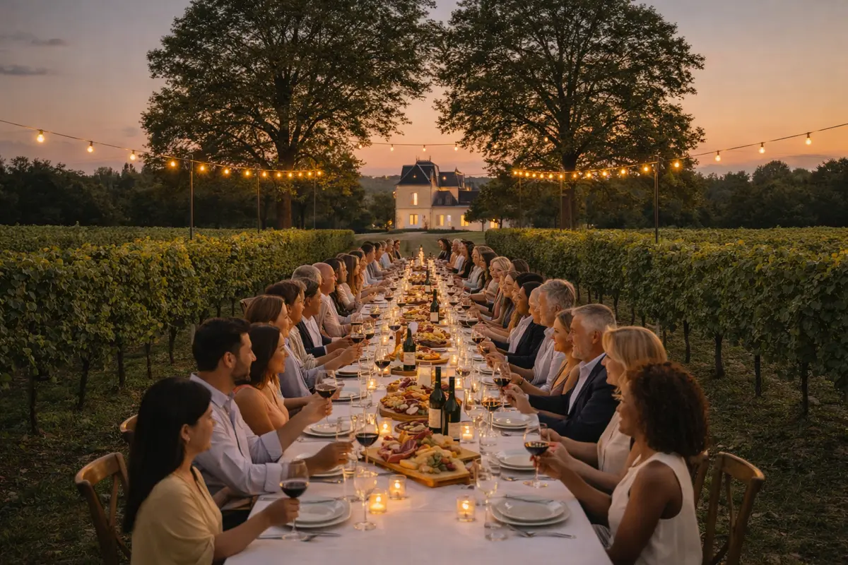 Dîner dans les vignes - La grande tablée de Grand Corbin