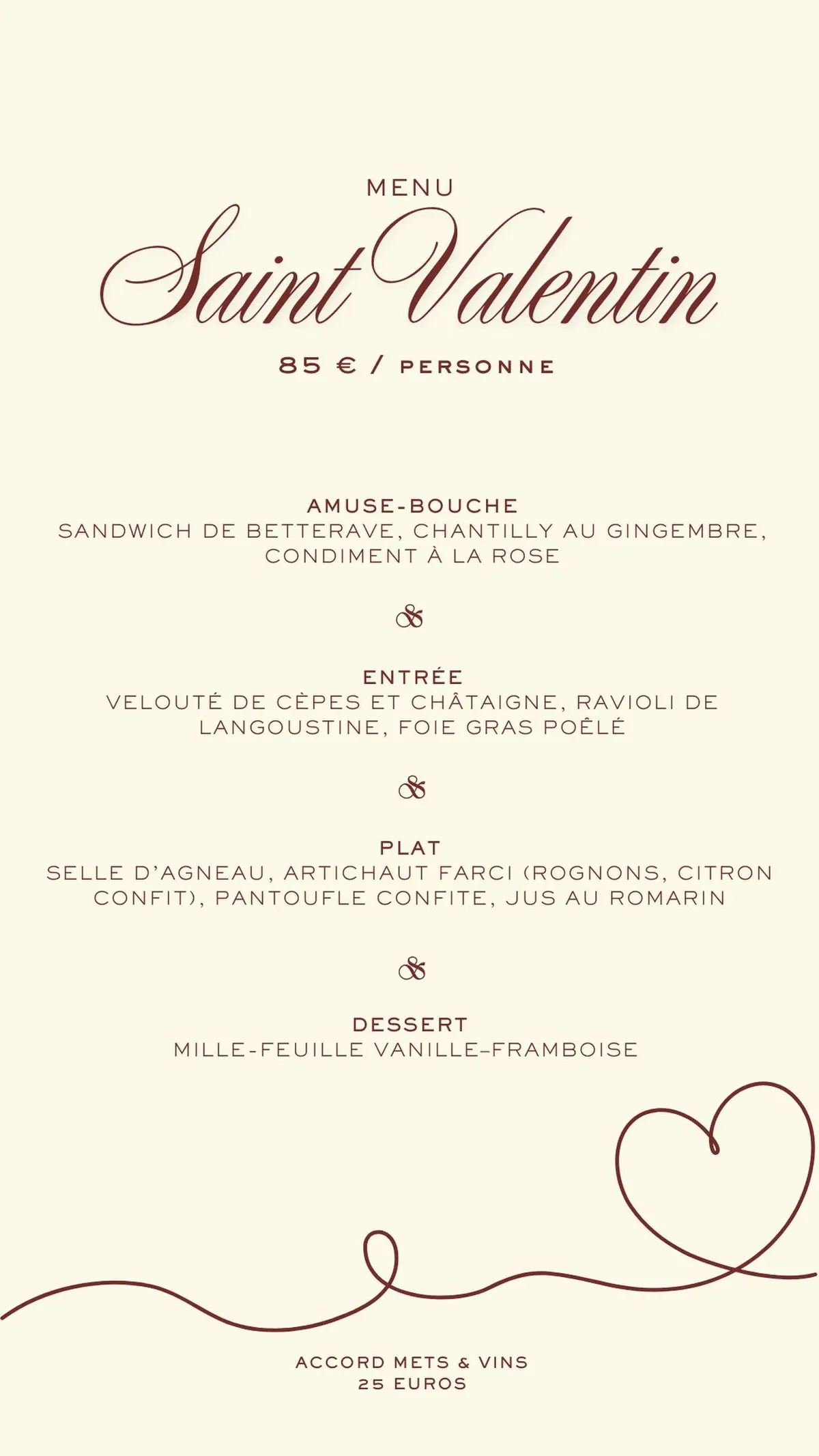 Dîner de la Saint-Valentin au restaurant O'père Cuisine D'amour