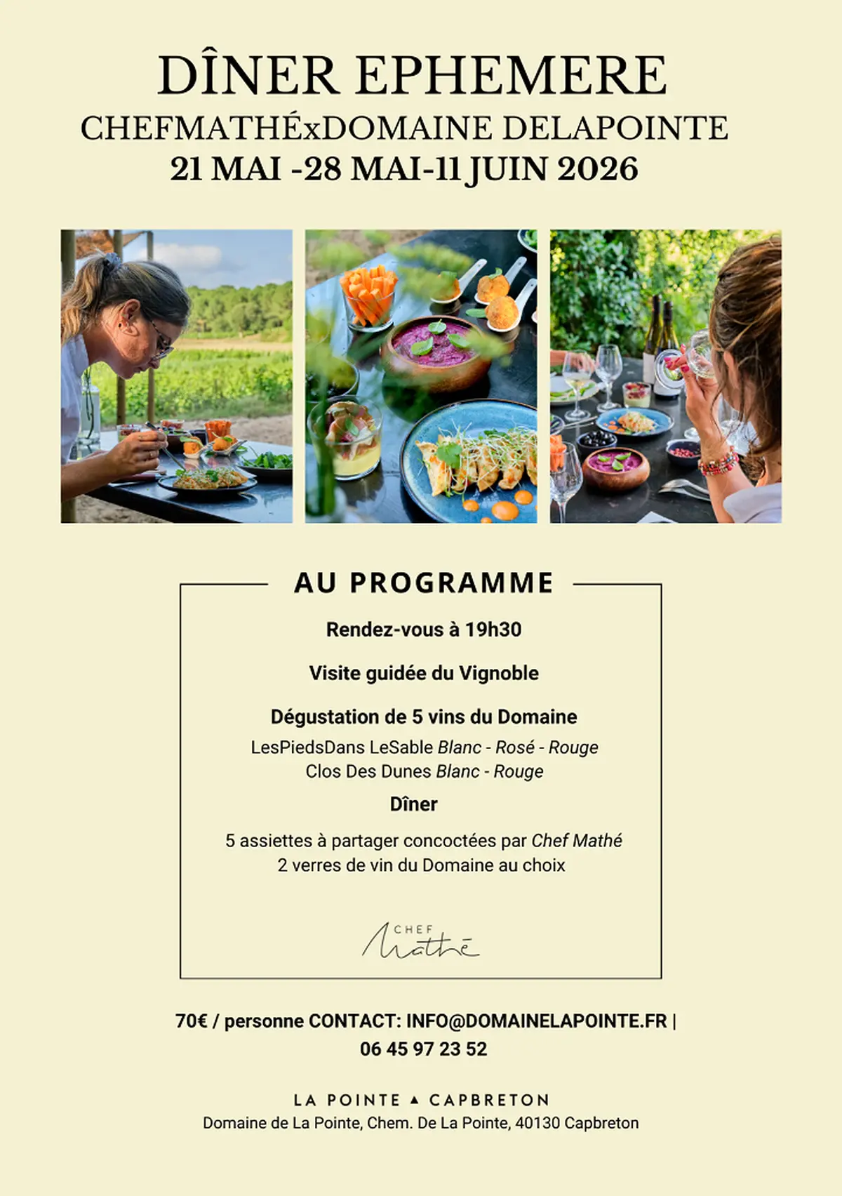Dîner éphémère - Domaine de la Pointe