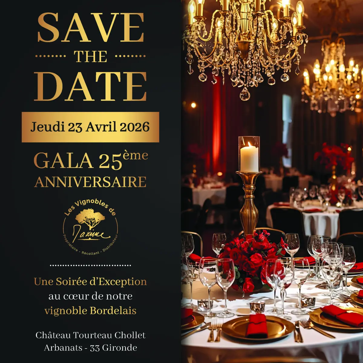 Diner étoilé avec accord mets et vins au Château Tourteau Chollet