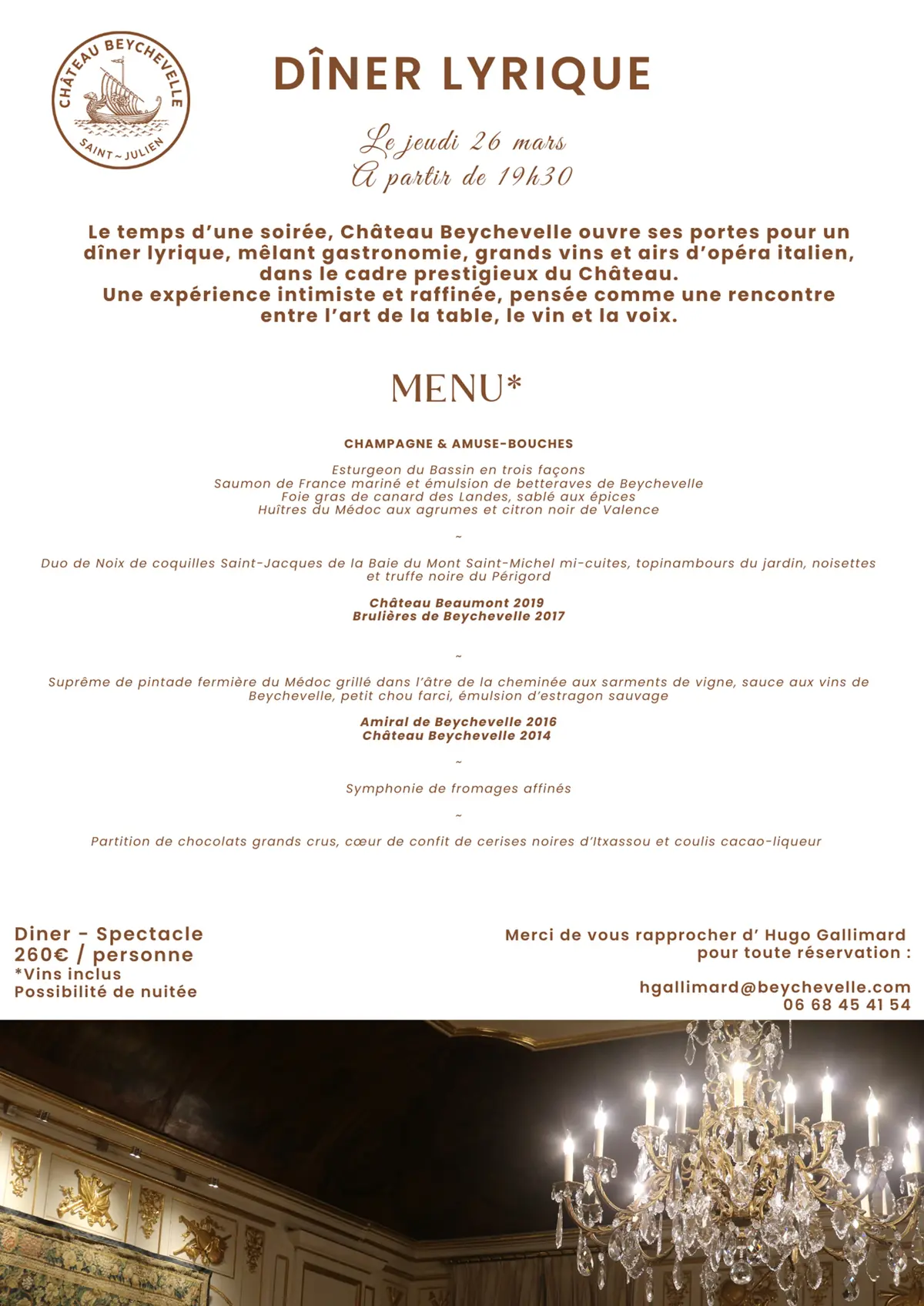 Dîner lyrique au Château Beychevelle