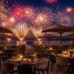 Dîner-spectacle à Cannes face aux feux d'artifice du Festival Pyrotechnique