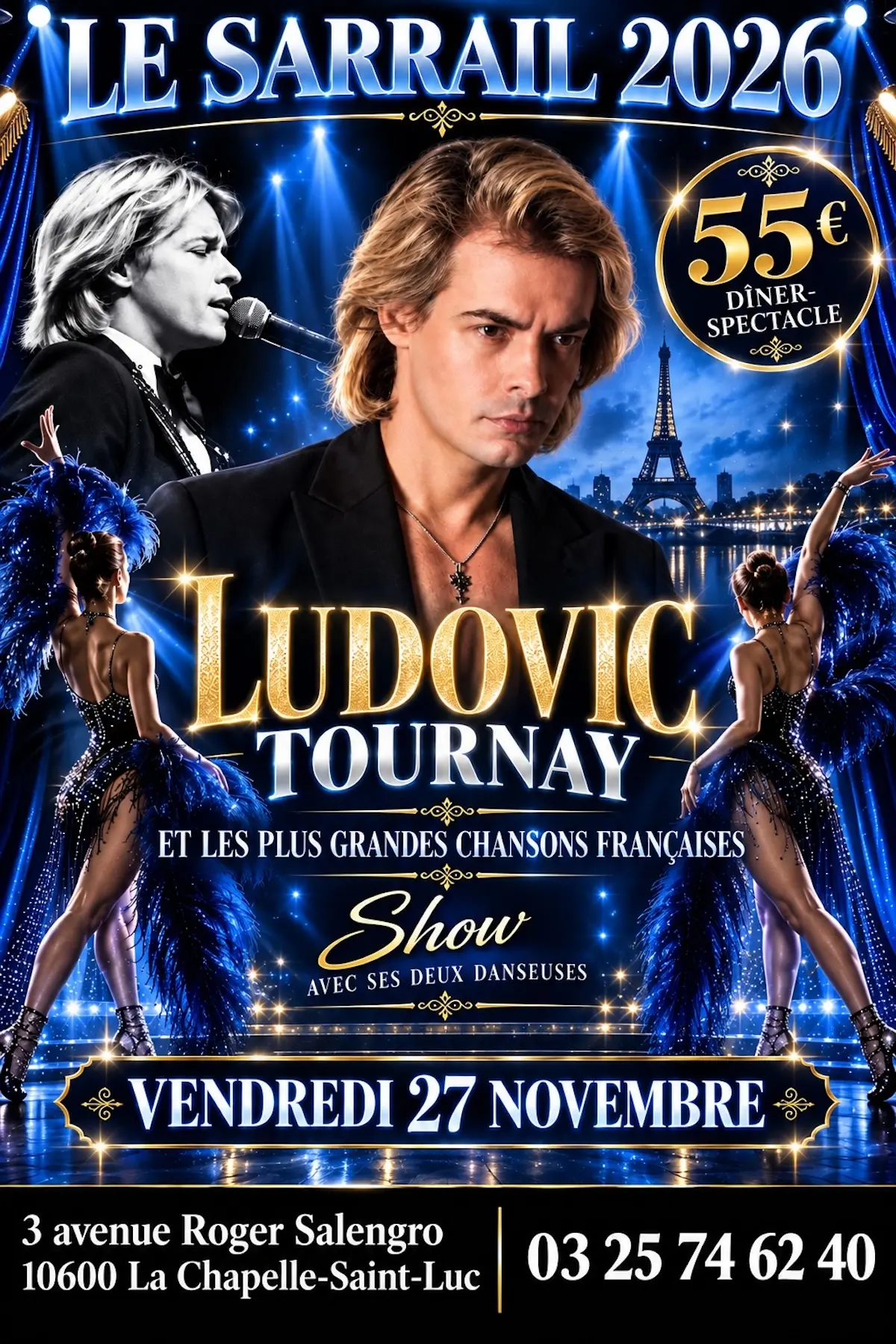 Dîner spectacle : Ludovic Tournay et les plus grandes chansons françaises
