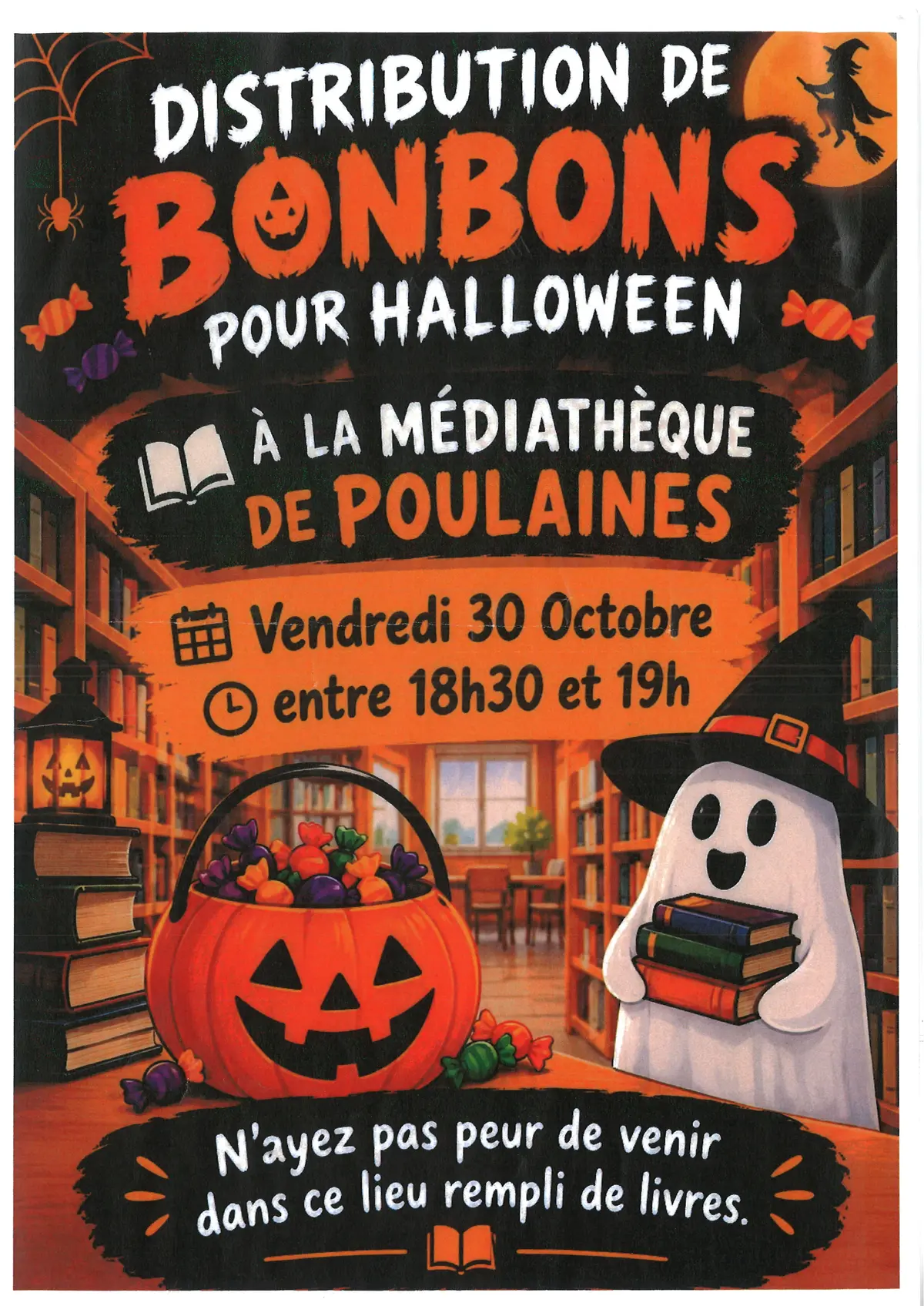 Distribution de bonbons par la médiathèque de Poulaines