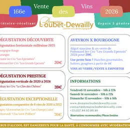 Domaine Loubet-Dewailly - Vente des Vins 2026 : dégustation Prestige verticale de l'appellation Volnay 1er Cru Le Clos des Chênes de 2020 à 2024