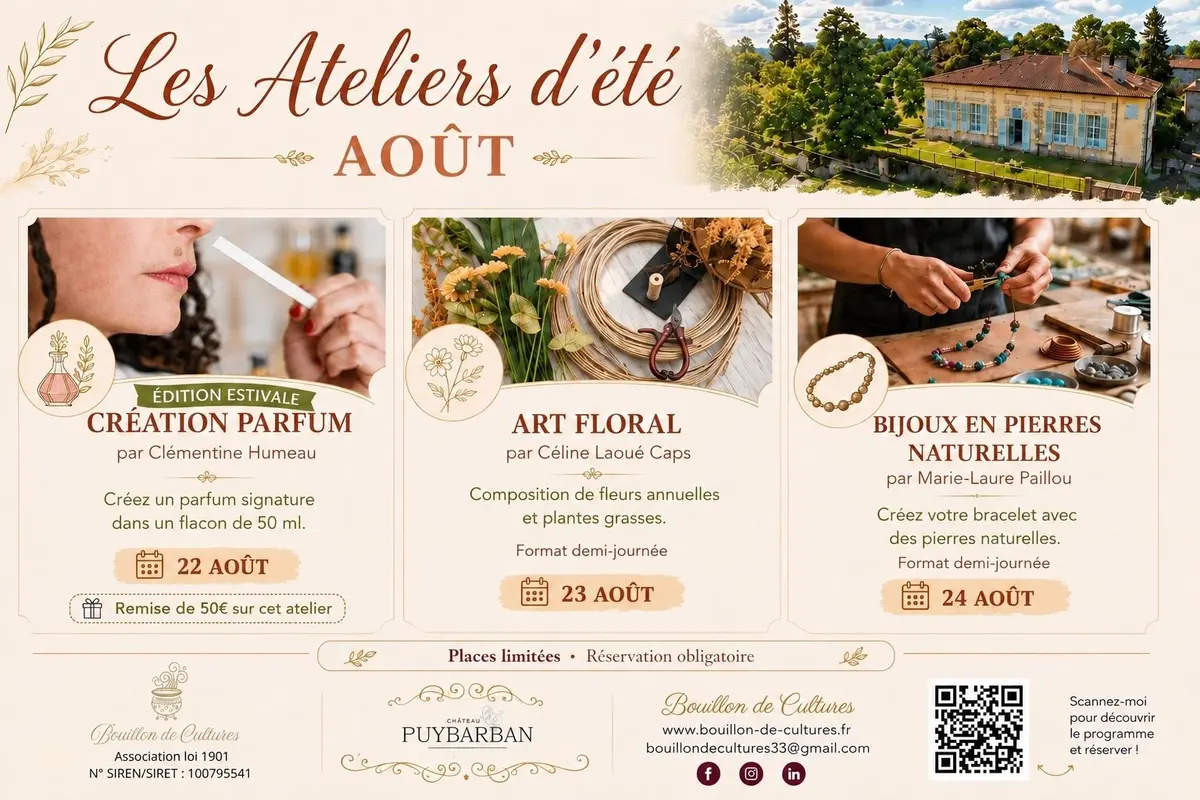 Les Ateliers du mois d'Août 