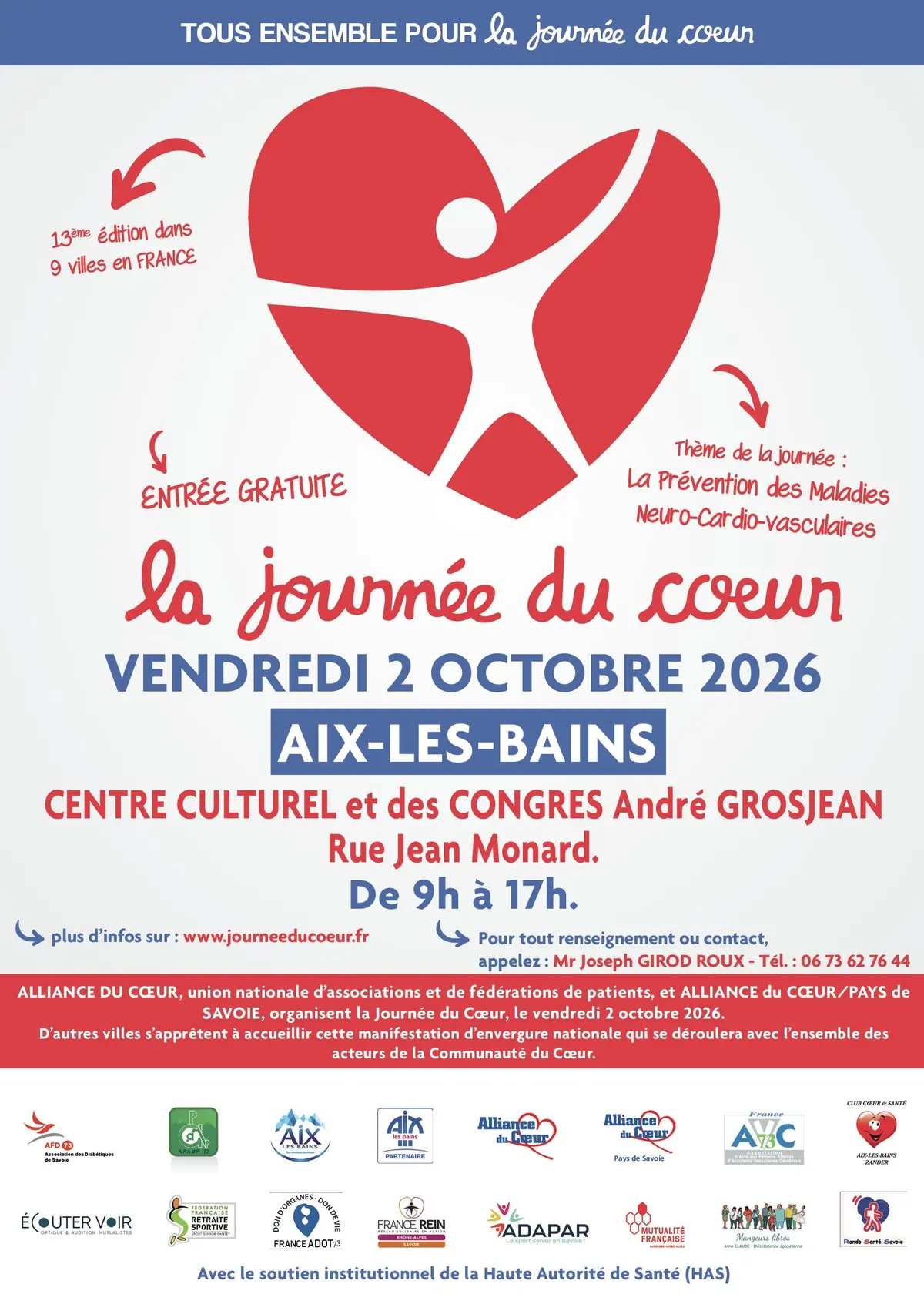 Journée du Coeur le 2 octobre 2026 à AIX-LES-BAINS