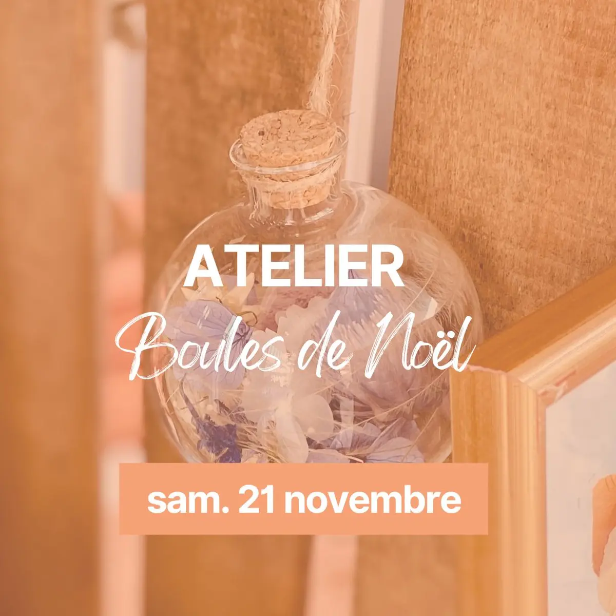 Atelier boule de Noël en fleurs séchées