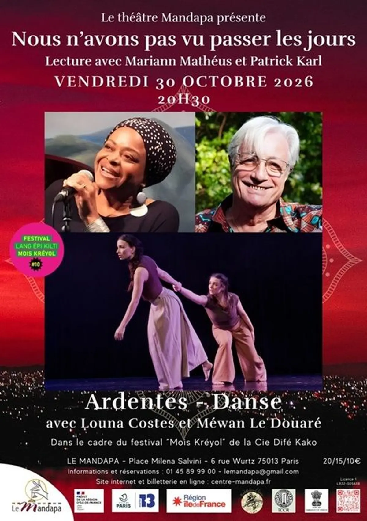 Nous n’avons pas vu passer les jours et Ardentes Lecture et Danse