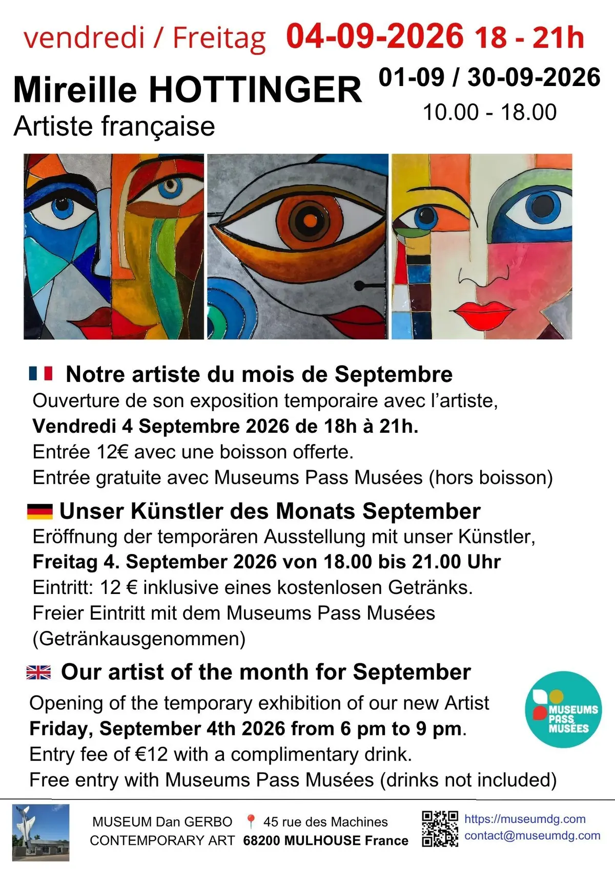Exposition & Soirée d'Inauguration de MIREILLE HOTTINGER au MUSEUM Dan GERBO 