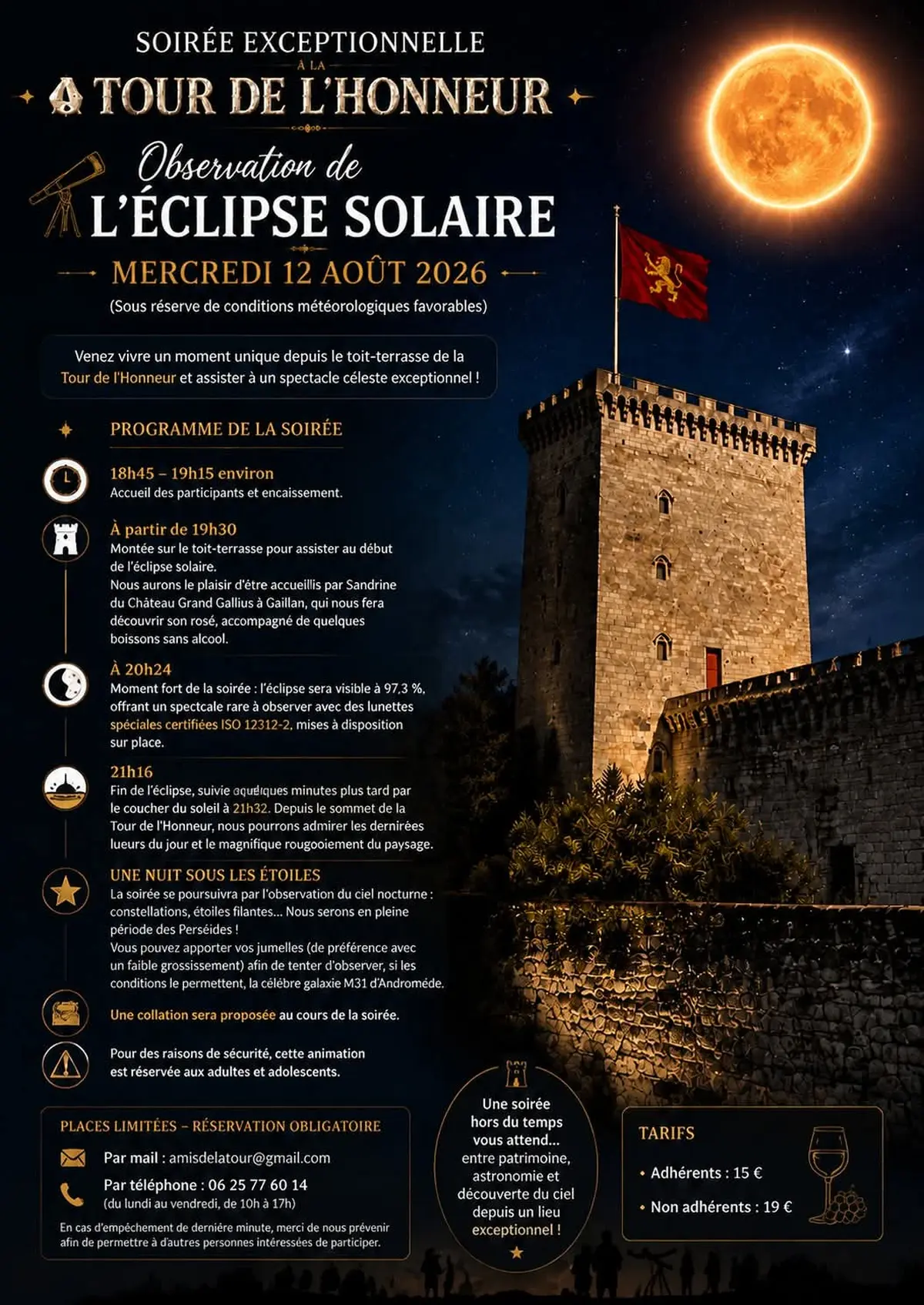 Eclipse à la Tour de l'Honneur