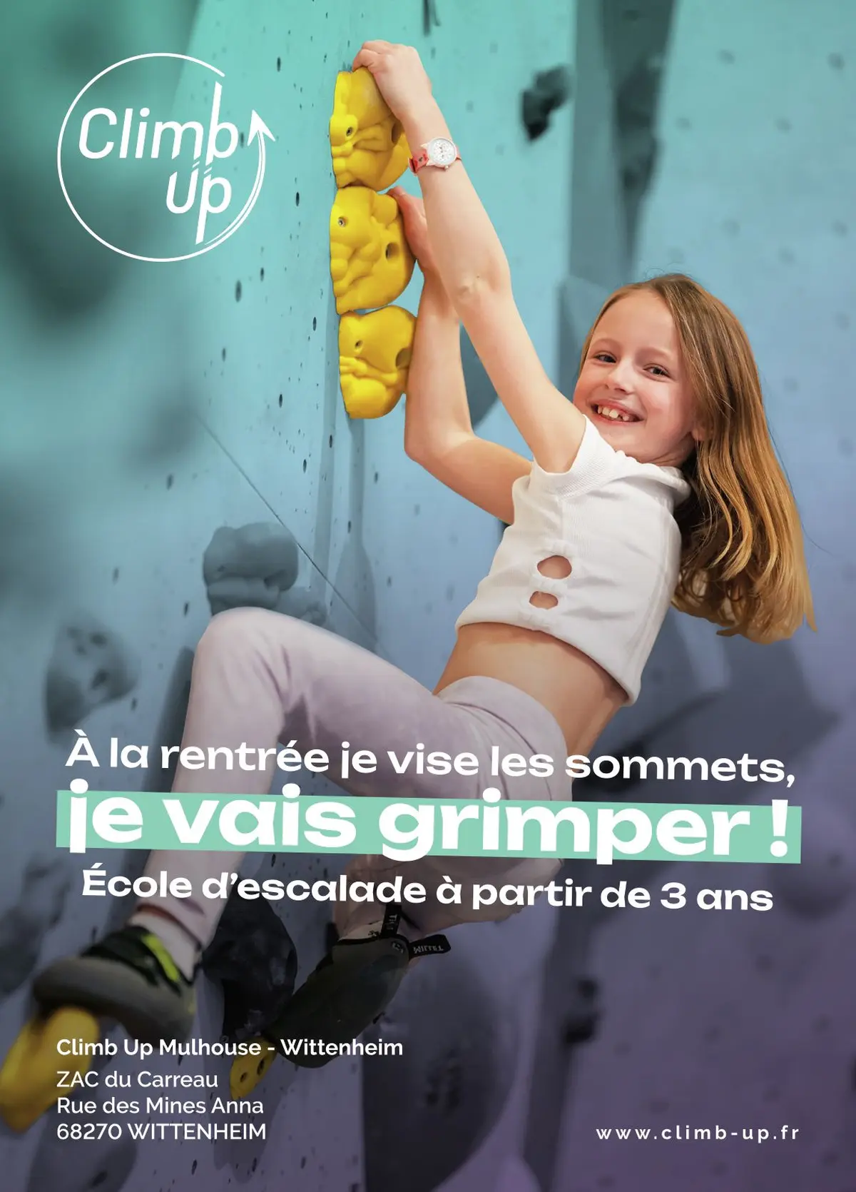 École d’escalade Climb Up Wittenheim : cours enfants et ados de 3 à 19 ans