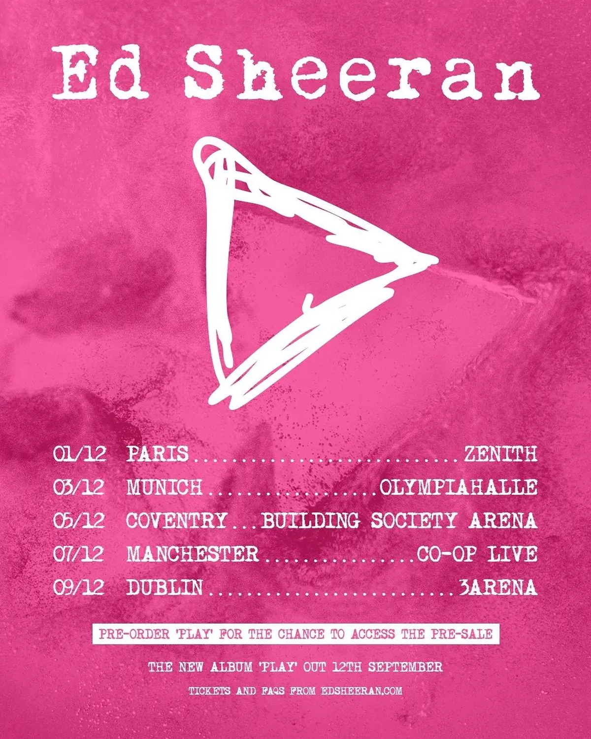 Les dates de la mini tournée d'Ed Sheeran en Europe